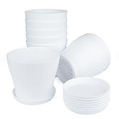 Kinglake, 8 vasi da fiori in plastica bianca da 14 cm, per interni con pallet/vassoi, per ufficio e casa usato  Spedito ovunque in Italia 