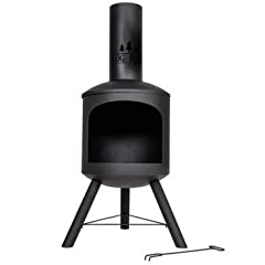 Log-Barn Chiminea Black Steel Firepit - Garden Outdoor, used for sale  Delivered anywhere in Ireland