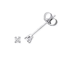 9ct White Gold Real Diamond Stud Earrings for sale  Delivered anywhere in UK
