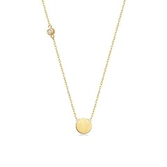 Diamond Round Disc Necklace | 14k Yellow Gold Solitaire for sale  Delivered anywhere in USA 