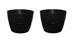 Set Of 2 Large Black Barrel Planter Round Plastic Plant for sale  Delivered anywhere in UK
