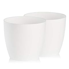 TYMAR Set di 2 fioriere con vaso di plastica, moderne, opache e rotonde, diametro 25 cm di colore bianco usato  Spedito ovunque in Italia 