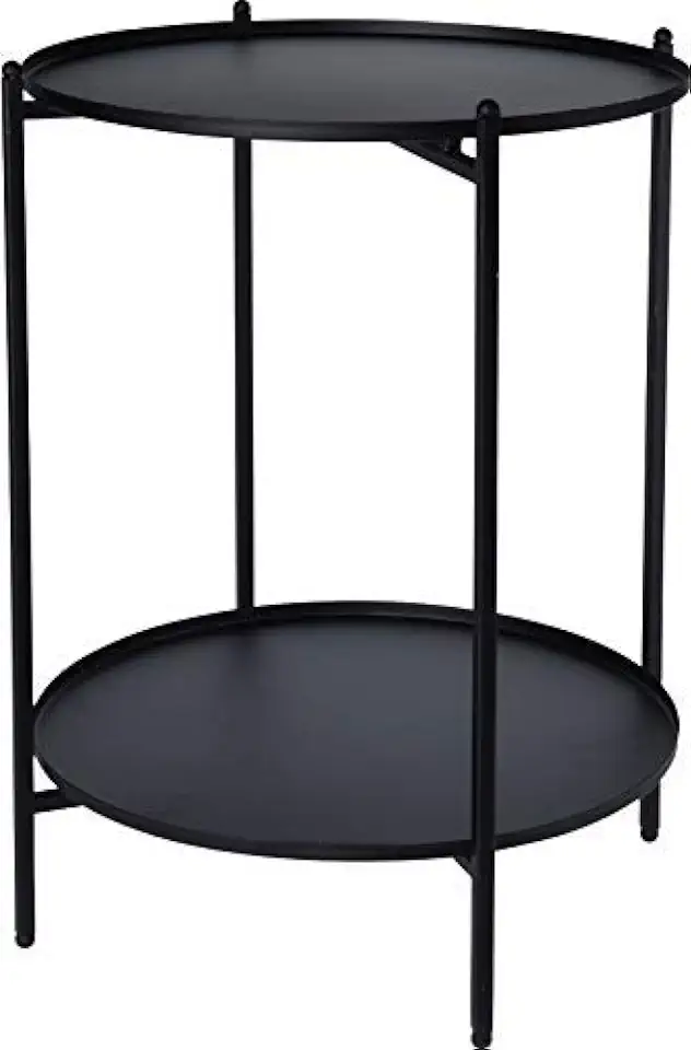 Gebruikt, Metalen bijzettafel, zwart, 50 x 35 cm, 2 planken/inklapbaar, salontafel, banktafel tweedehands  