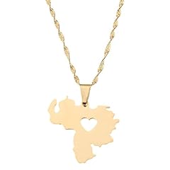 Used, Stainless Steel Venezuela Map Pendant Necklace Gold for sale  Delivered anywhere in USA 