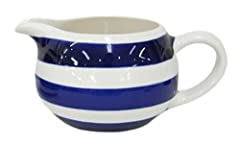 Blue and White Striped Milk Jug (Milk Jug), used for sale  Delivered anywhere in UK