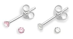 Used, Set of 2 PAIRS Sterling Silver Cubic Zirconia stud for sale  Delivered anywhere in UK