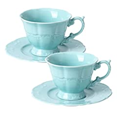 Used, Tivray Set of 2 Tea Cups and Saucers, 3.38 oz Retro for sale  Delivered anywhere in UK