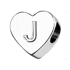KunBead Letter J Initial Love Heart Bead Charms for for sale  Delivered anywhere in USA 