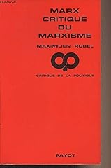 Marx critique marxisme d'occasion  Livré partout en France