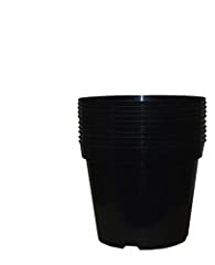 Pack of 10 Black Plastic Plant Pots Outdoor Garden, used for sale  Delivered anywhere in UK