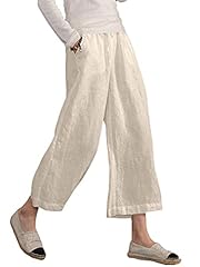Famulily Womens Summer Wide Leg Elasticated Waist Linen for sale  Delivered anywhere in UK