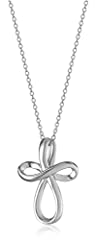 Sterling Silver Infinity Cross Pendant Necklace 18", used for sale  Delivered anywhere in USA 