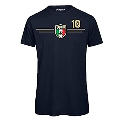 T-Shirt Uomo - Maglietta in Cotone - Maglia FORZA ITALIA - Europei - Calcio - Nazionale Italiana - Campioni - Mondiali! (Giocatore 10 (Blu Navy), L) usato  Spedito ovunque in Italia 