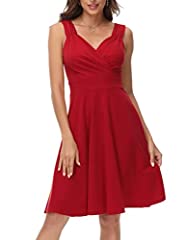 Red Cocktail Dress Sleeveless Wrap V-Neck Wedding Guest for sale  Delivered anywhere in USA 