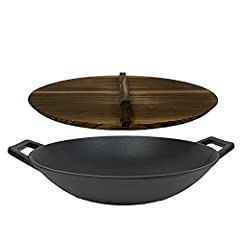 Cuisiland Cast Iron Wok with Wood Lid (14") for sale  Delivered anywhere in Canada