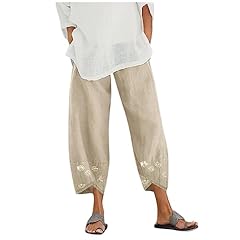 Linen cropped trousers for sale  Delivered anywhere in UK