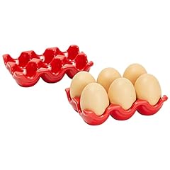 Used, Red Ceramic 6 Cups Chicken Egg Holder for Countertop, for sale  Delivered anywhere in UK