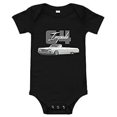 1964 Chevy Impala Convertible Lowrider Classic Car Baby Short Sleeve one Piece, Black, 3-6 Months for sale  Delivered anywhere in Canada