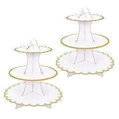 2 Pack White Cake Stand Cardboard Cupcake Stand 3 Tier for sale  Delivered anywhere in UK