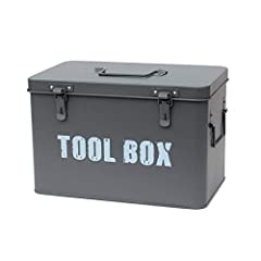Slate Grey Metal Toolbox Retro Vintage Style Single for sale  Delivered anywhere in UK