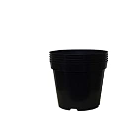 Pack of 5 Black Plastic Plant Pots Outdoor Garden Round, used for sale  Delivered anywhere in UK
