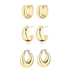 Gold chunky hoop for sale  Delivered anywhere in USA 
