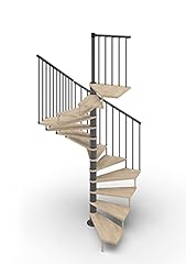 Escalera de caracol de planta cuadrada 105 x 105 cm. TEKLA 13 peldaños - Altura entre los pisos 267-312 cm. (Natural, acero antracita) segunda mano  Se entrega en toda España 