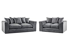 Grey Plush Fabric 3 and 2 seater sofa- Sofa set living for sale  Delivered anywhere in UK