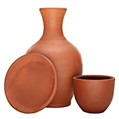 Used, Clay Water Pitcher with Cup, Clay Water Pot for Drinking, for sale  Delivered anywhere in USA 