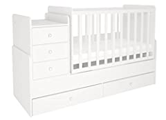 Kidsaw Cot Bed Simple 1100 with Drawer Unit, White for sale  Delivered anywhere in UK