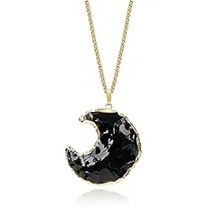 COAI Moon Raw Obsidian Stone Pendant Necklace for sale  Delivered anywhere in Canada