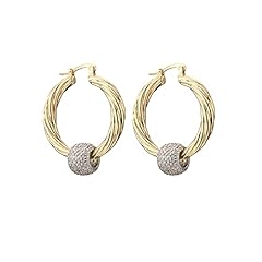 THE BLING KING Gold Hoop Earrings with Diamond Disco for sale  Delivered anywhere in UK
