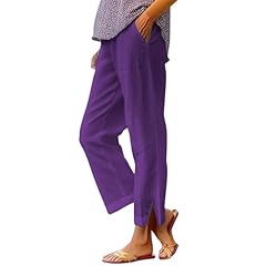 Linen cropped trousers for sale  Delivered anywhere in UK
