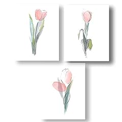 Pink tulips watercolor for sale  Delivered anywhere in USA 