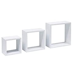 Invero® Set of 3 White Cube Shaped Floating Wooden for sale  Delivered anywhere in UK