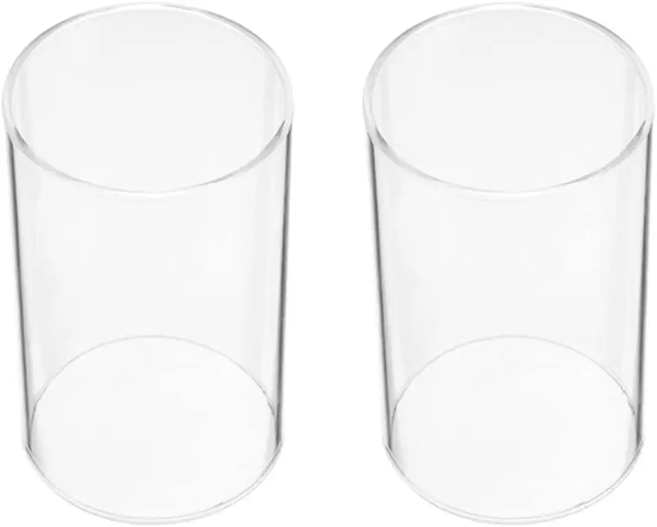 HOMSFOU Glazen kandelaar buiskap: 2 stuks doorzichtige kaarsenhouder glazen schoorsteen buis deksel transparante kaars mouwen tweedehands  