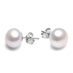 Pearl Earrings 10-11mm Button Freshwater Cultured Pearls, used for sale  Delivered anywhere in UK