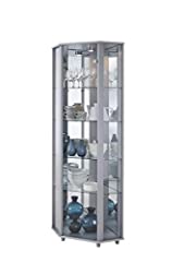 Fully Assembled HOME Corner Glass Display Cabinet Silver for sale  Delivered anywhere in UK