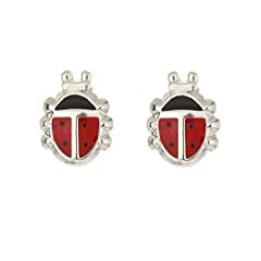 Sterling silver enamel ladybird Andralok stud earrings for sale  Delivered anywhere in UK
