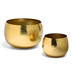 Used, BTFY Planters Set of 2 Gold Hammered Metal Finish – for sale  Delivered anywhere in UK
