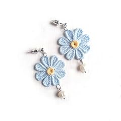 Orecchini fiore azzurro usato  Spedito ovunque in Italia 