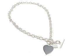 Used, Sterling Silver Necklace with Double Heart Tag with for sale  Delivered anywhere in UK
