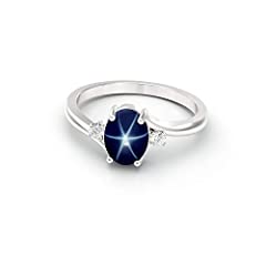 Genuine Blue Star Sapphire Sterling Silver 925 Ring for sale  Delivered anywhere in USA 