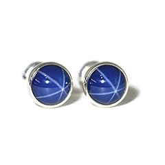 6mm Created Blue Star Sapphire Sterling Silver Stud for sale  Delivered anywhere in USA 