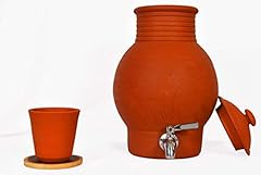 Clay Water Jug Kulhad Tea Cup Kulhad Chai Cup Village Decor Handmade Earthen Clay Water Pot with Tap and Lid/Beverage Dispenser 4000 ml for sale  Delivered anywhere in Canada