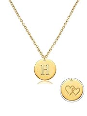 Gold Initial Letter Necklaces,Women Dainty Coin Disc Stainless Steel Alphabet Choker Pendant Necklace,Delicate Gold Tiny Minimalist Heart Jewelry Simple Gift (Letter Gold-H) for sale  Delivered anywhere in Canada