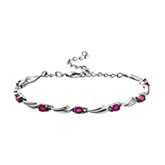 TJC Ruby Station Bracelet for Women with Lobster Clasp for sale  Delivered anywhere in UK