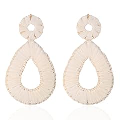 Beige raffia earrings for sale  Delivered anywhere in USA 