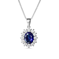 PRETTERY Sapphire Necklace for Women, Sterling Silver, used for sale  Delivered anywhere in UK
