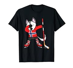 Dabbing Husky Norway Ice Hockey Fans Jersey Winter, used for sale  Delivered anywhere in USA 